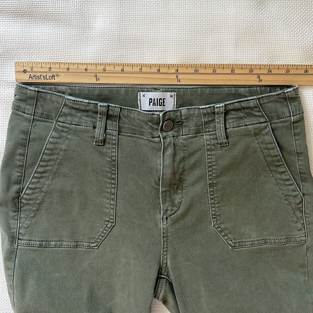 Paige Mayslie Jogger Pants Size 28 Olive Green Cropped Ankle Zip Stretch EUC - Picture 13 of 15
